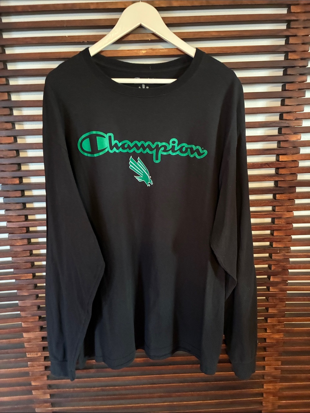 🎉NEW LISTING!🎉Champion Black Long-Sleeve Shirt with Green Logo